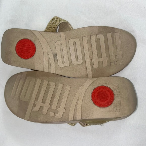 FitFlop Lulu Crystal Embellished Gold Metallic Thong Sandals Orthotic US 10 - Picture 8 of 10